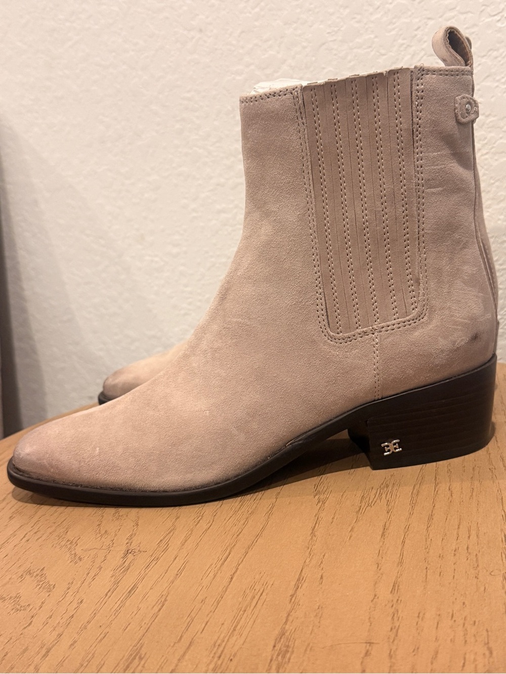 Sam Edelman Suede Ankle Booties in Light Taupe‎